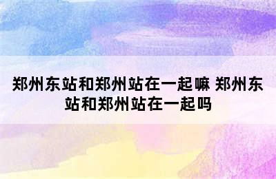 郑州东站和郑州站在一起嘛 郑州东站和郑州站在一起吗